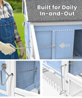 Weatherproof Wooden Chicken Coop With Indoor Outdoor Walk In Hen House, Run, Nesting Box And Pull Out Tray close-up of wire door and locks.