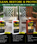 Image of Premium Teak Cleaner that restores weathered gray teak furniture and fine wood without sanding or pressure washing.