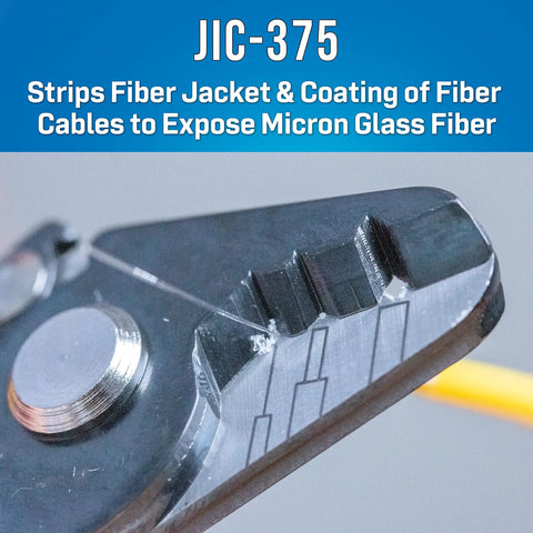 Close-up of fiber optic stripping tool from the Ultimate Fiber Prep Backpack Kit With 27 Essential Fiber Optic Tools.