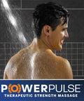 Man enjoying UltraThin Handheld Shower Head With PowerPulse Massage, five spray modes, large six inch rainfall head, spa-like shower