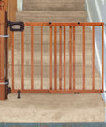 Banister To Banister Gate Mounting Kit For Round Or Square Banisters Up To 37 Inches Tall on staircase with wooden gate