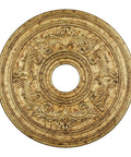 Vintage Gold Leaf Ceiling Medallion With Dope Gilded Accents Hand Applied Finish 22.5 Inch Diameter Adjustable Center