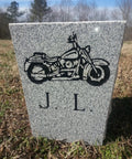 Tapered Granite Gravesite Vase With Engraved Design Gray Georgia Granite 8 By 6 By 10 Inches Handcrafted USA Made Memorial