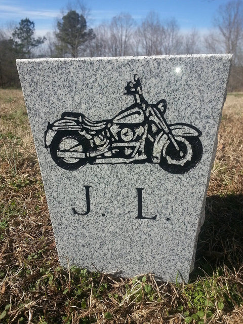Tapered Granite Gravesite Vase With Engraved Design Gray Georgia Granite 8 By 6 By 10 Inches Handcrafted USA Made Memorial