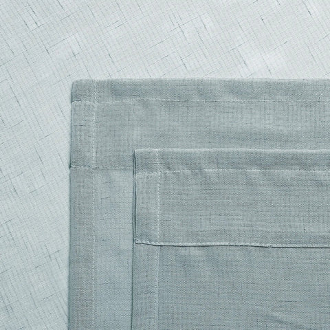 Close-up of Faux Linen Sheer Curtains 54 by 63 Inches Set of 2 showing fabric texture and stitching.