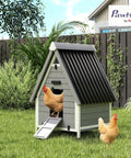 Outdoor Wooden Chicken Coop For Two Hens With Removable Nesting Box, Roosting Bar, Tray, And Ramp, Built Tough Dual Function Poultry Cage And Rabbit Hutch, Weatherproof 31 By 29 By 43 Inches Grey in garden