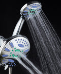 3-In-1 High-Pressure Shower Head With 48 Modes, 7-Inch Chrome Finish, Anti-Clog Microban Jets For More Power And No-Fuss Cleaning, Extra-Long 5-Foot Stainless Steel Hose, dual shower head view