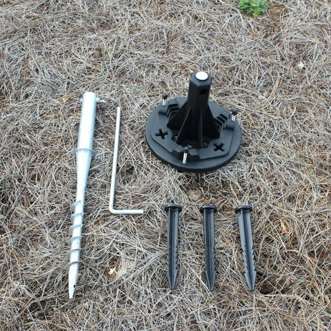Solar Lamp Post Installation Kit With EZ Anchor Ground Auger And Built In Leveling Tool No Dig Easy Post Setup on grass