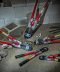 Assortment of PowerPivot Center Cut Double Action Bolt Cutter Beast, 36-Inch Heavy Duty Tool facing various angles on concrete floor