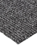 Close-up of high-low looped pile on Charcoal Carpeted Runner Dope Entryway Mat With High Low Looped Pile, Decalon Scrapes And Dries.
