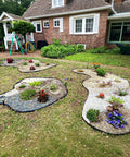 2 Inch By 50 Foot Landscape Edging Border Kit With 75 Anchoring Spikes No Dig Garden Border for lawn and flower beds shown in use