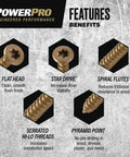 Multi Material Flat Head Construction Screws Six By One Inch Epoxy Coated Bronze Steel Fasteners for Wood Metal Concrete Drywall and Plastic with Torx Drive and Drill Bit Pack of Three Hundred Twenty Displayed Features