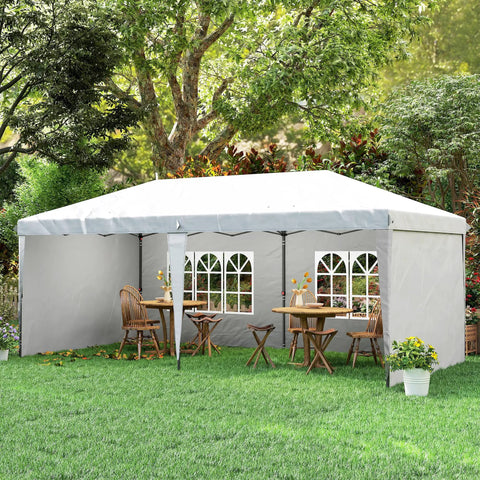 10x20 Pop Up Canopy Tent With Four Sidewalls, Portable Outdoor Party Gazebo Shelter, Instant Setup No Tools Needed, White, in garden