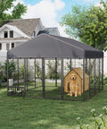 Heavy Duty Outdoor Dog Kennel With Roof For Yard 8x8 Ft Chain Link Fence Dog Run Enclosure Includes Feeding Bowl And Self Locking Latch