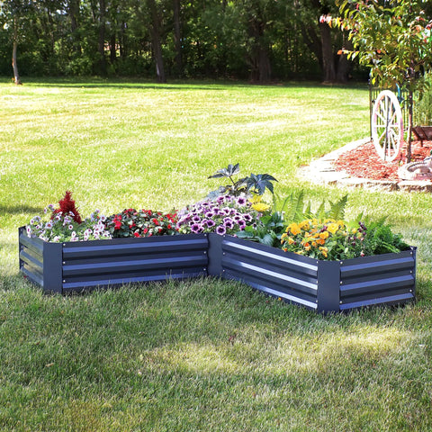 Galvanized Raised Garden Bed Kit 2x2x1 Ft Square Outdoor Planter For Vegetables Herbs And Flowers Dark Gray Metal Box With Sturdy Build For Easy Setup And Bigger Harvests In Your Backyard