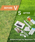 Before and after image with 4-In-1 Soil Test Kit For PH, Nitrogen, Phosphorus And Potassium Levels - 40 Tests For Garden, Lawn, Yard, And Plant Care With Sampling Accessories Included