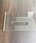 Crisp Handle Groove Template And Slick Acrylic Router Guide For Dead Easy Finger Grab Tracing On Wooden Cutting Boards And Serving Trays With Knockout Precision on wooden surface.