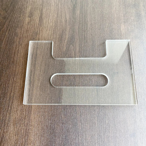 Crisp Handle Groove Template And Slick Acrylic Router Guide For Dead Easy Finger Grab Tracing On Wooden Cutting Boards And Serving Trays With Knockout Precision on wooden surface.
