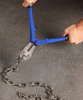 14 Inch Heavy Duty Bolt Cutter cutting chain, ergonomic anti-slip handles, made from T8A steel, built tough for locks and wires.