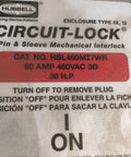 Heavy Duty Workhorse IEC Pin And Sleeve Receptacle 60 Amp 480 Volt label showing specifications and safety instructions.