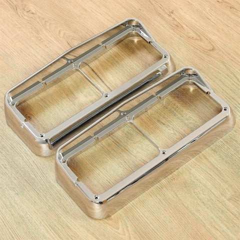 Pair Headlight Bezel With Visor For 4x6 Dual Rectangular Headlamps Fits Kenworth T400 T600 T800 W900B W900L Peterbilt Chrome Finish