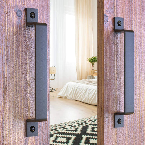 2 Pack 10 Inch Rustic Barn Door Handle Black Steel Pull For Sliding Doors Gates Garages Sheds Fences Closets Pantries Indoor