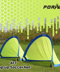 Two Pack Pop Up 4Ft Soccer Goals for Kids, Easy Setup, Portable Backyard Training Nets with 8 Field Cones and Stakes