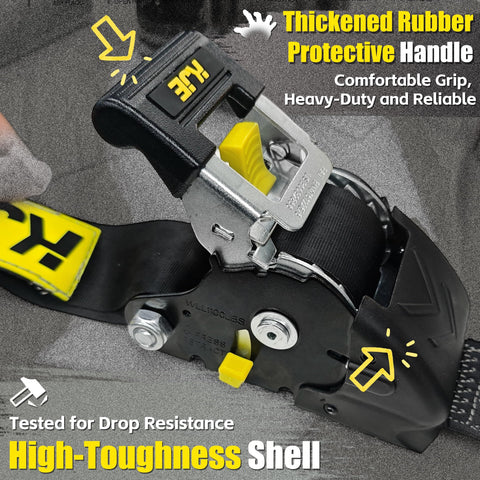 Retractable Ratchet Straps 4 Pack 2 Inch By 10 Foot Heavy Duty Tie Downs with thickened rubber protective handle