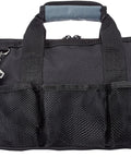 Durable Electrician Tool Bag With Strap And 50 Pockets, Upright Non Collapsing Design, 600D Oxford Cloth, Black And Gray