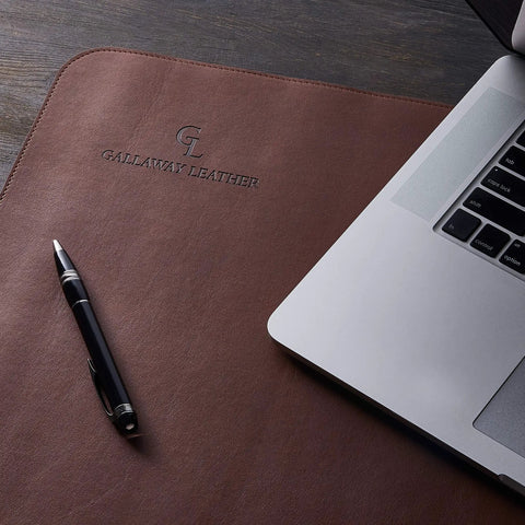 Premium PU Leather Desk Mat Large 36 By 17 Inches Dark Brown Office Keyboard And Mouse Pad Desk Cover Protector