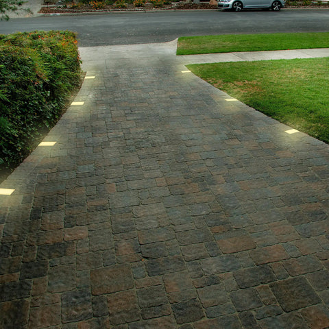 Driveway with 6x6 Inch Paver Light 2700K Warm White Glare-Free Brick Lighting For Driveways, Walkways, Pool Decks, Patios