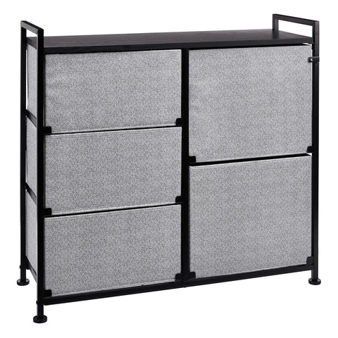 Heavy Duty Five Drawer Closet Organizer In Sleek Black Fabric With Hella Roomy Canvas Drawers Zero Hassle Design For Bedroom Or Living Room Stores Outfits Smooth And Simple