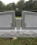 Custom Engraved Two Person Cemetery Memorial With Center Vase, Granite Headstone Double Monument, Companion Wing Upright Grave Marker For Loved Ones, Names And Dates Engraving With Proofs Included