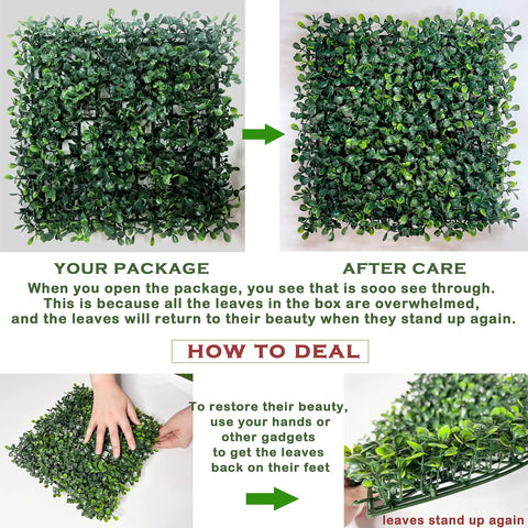 Ultra Dense Faux Boxwood Wall Panels 10-Inch By 10-Inch Set Of 10 Real Privacy For Outdoor Fences UV Resistant Greenery