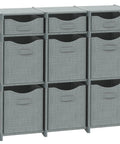 Nine Cube Storage Organizer With Bins Included For Toy Storage Closet Storage And Clothes Storage Grey All In One Cabinet System