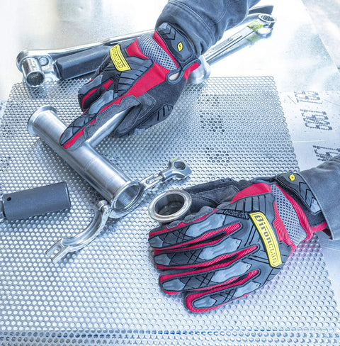 Command Impact 360 Cut A5 Work Gloves With Touch Screen Fingers And Palms Conductive Grip For Phones And Tablets AntiVibration Pads For Comfort ANSI A5 Cut Protection Machine Washable Size S Through XXL Red