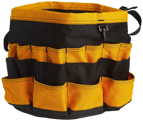 In And Out Bucket With 61 Pockets 36 Exterior Triple Row Pockets And 25 Interior Pockets Heavy Duty Tool Organizer Bag Black and Yellow