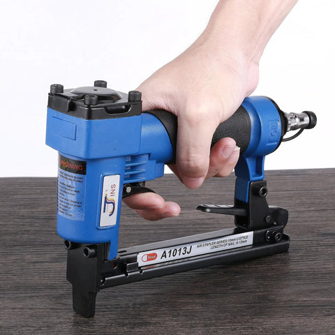Heavy Duty 14 Gauge Brad Nailer With Touch Strike Safety Adjustable Exhaust Smooth Shooter For Woodworking Tasks Lightweight Die Cast Aluminum Body Soft Comfort Grip Handle Stainless Steel Driver Built Like A Tank On Shop Floors