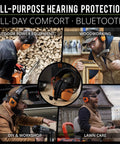Bluetooth Hearing Protection Earmuffs For Worksite Use With Noise Reduction And All Day Comfort Heavy Duty OSHA Compliant Earmuffs Headphones For Busy Jobsites