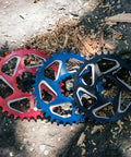 Red and blue Solo DX Narrow Wide 28T Chainring For 9-12 Speed SRAM Direct Mount Cranksets, 6mm Offset, MTB BMX Road Bikes