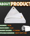 Ultra Thick 12 Mil White Tarp 20x30 Feet UV Resistant Waterproof Poly Tarp With Reinforced Edges And Metal Grommets