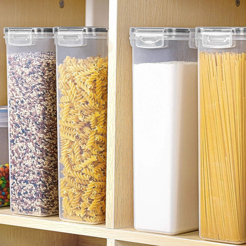 4 Pack 2.8L Airtight Food Storage Containers With Lids, BPA Free Kitchen Canisters for spaghetti, flour, sugar, and noodles