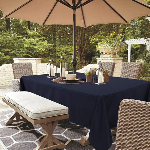Outdoor Table Cover With Umbrella Hole And Zipper 60x84 Inch Navy Low Maintenance Washable Waterproof Spill Proof Wrinkle Free Tablecloth For Patio Porch Spring Summer Bbqs Picnics on patio dining table under umbrella.