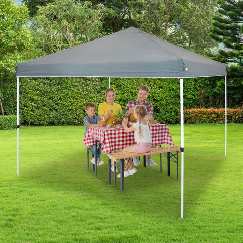 Family under 10x10 Canopy Replacement Top For Pop Up Shelter Heavy Duty PU Coated 150D Oxford Fabric In GrayReplacement Shade Roof