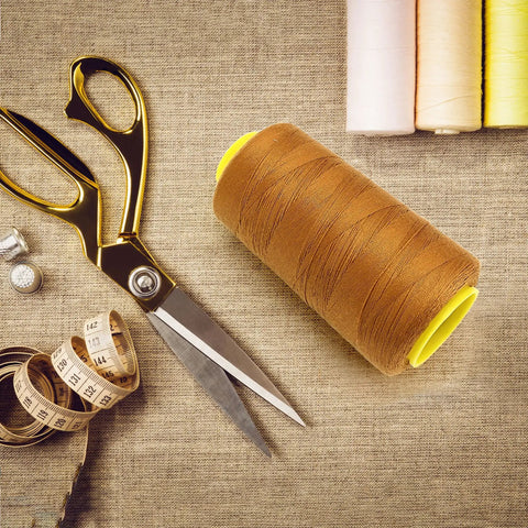 Heavy Duty Jeans Sewing Thread 1500 Yards 20s 2 Polyester Spool For Denim Canvas Leather Nylon Strong Bonded Cone shown with scissors