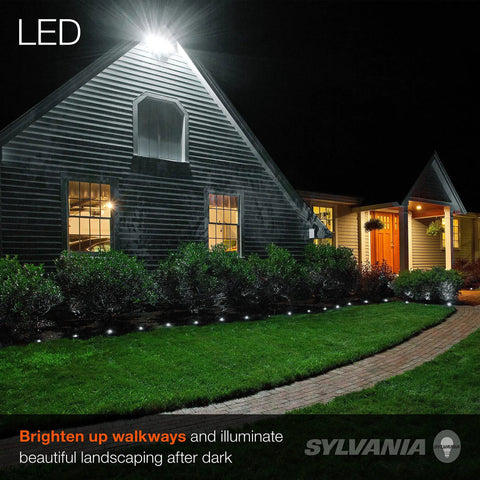 House at night illuminated by Beast Mode Bright PAR38 LED Bulb 25W Equivalent to 150W, 15 Degree Spot lighting the walkway