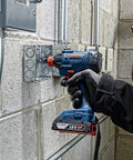 Worker using Two-In-One 18V Impact Driver Kit With 1/4 Inch Quick-Change Hex And 1/2 Inch Drive, Delivers Up To 1,600 In-Lbs Torque, Variable Speed Trigger, No Socket Adapters Needed, Lightweight, All-Purpose Power Tool on metal junction box