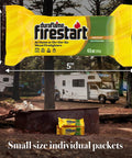 Fast Ignite Fire Starters 24 Pack For Indoor Outdoor Fires packaging in forest setting with RV in background