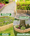 Flexible Landscape Edging Kit With Anchoring Spikes For Flower Beds Lawns Gardens And Pathways, UV resistant, wood-textured
