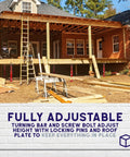 Beefy Basement Floor Jack 19 To 36 Inch Adjustable Support Beam Post used in home renovation, supporting exposed joists.